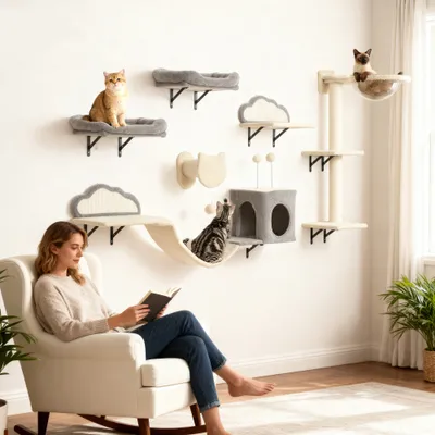 Étagères murales pour chat ensemble de meubles muraux 6 pièces