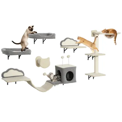 Étagères murales pour chat ensemble de meubles muraux 6 pièces Étagères murales pour chat ensemble de meubles muraux 6 pièces