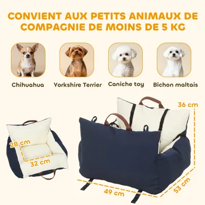 Siège auto pour chien avec ceinture pour chien rembourré