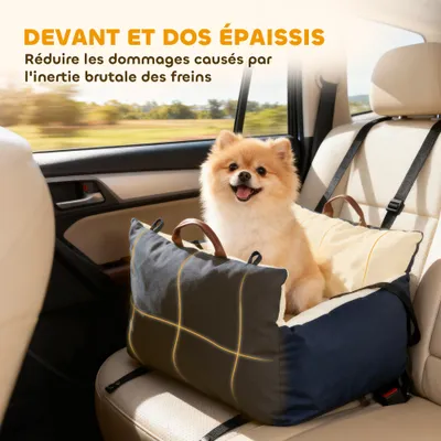 Siège auto pour chien avec ceinture pour chien rembourré