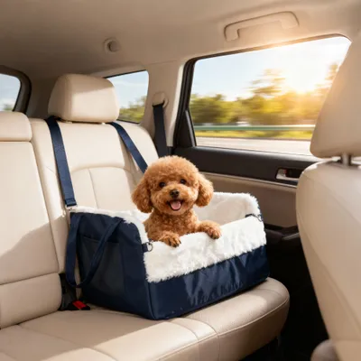 Siège auto pour chien avec ceinture de sécurité et fixation