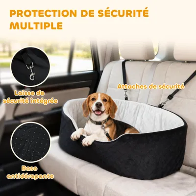 Siège auto pour chien avec ceinture