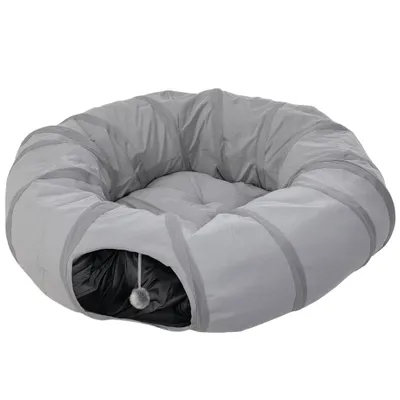 Tunnel pour chat intérieur rond tunnel avec lit et coussin