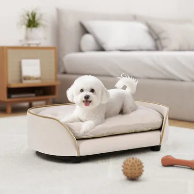 Canapé pour chien blanc cassé