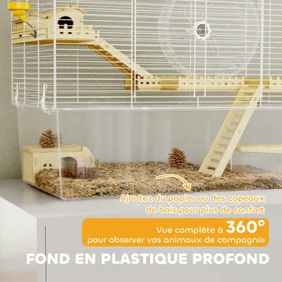 Cage à hamster à trois niveaux