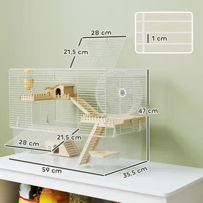 Cage à hamster à trois niveaux