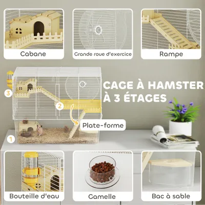 Cage à hamster à trois niveaux