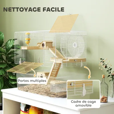 Cage à hamster à trois niveaux