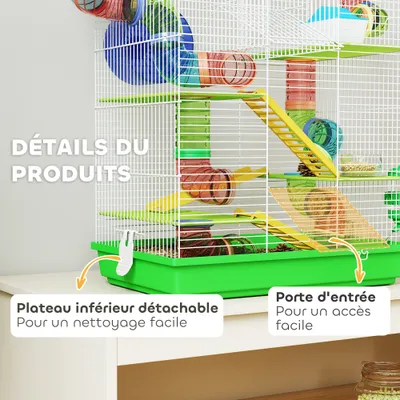 Cage pour hamster avec tunnel et jouets