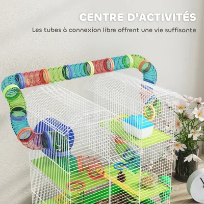 Cage pour hamster avec tunnel et jouets