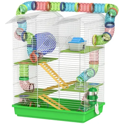 Cage pour hamster avec tunnel et jouets