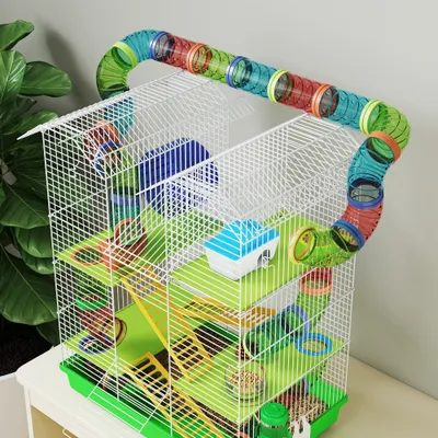Cage pour hamster avec tunnel et jouets