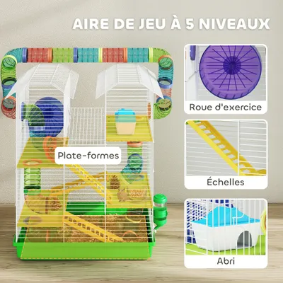 Cage pour hamster avec tunnel et jouets