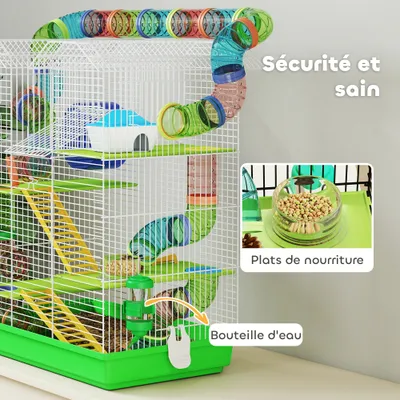 Cage pour hamster avec tunnel et jouets