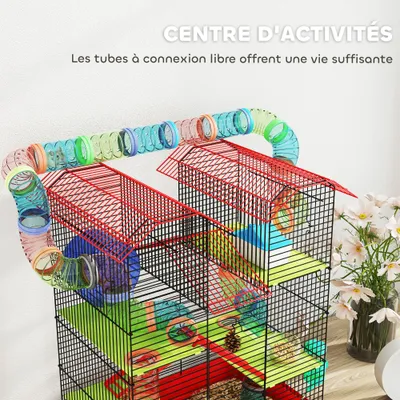 Cage pour hamster avec tunnel et jouets