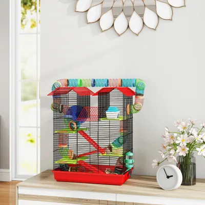 Cage pour hamster avec tunnel et jouets