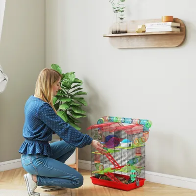 Cage pour hamster avec tunnel et jouets