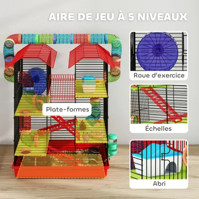 Cage pour hamster avec tunnel et jouets