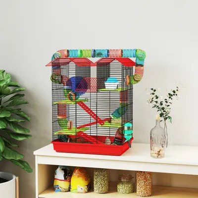 Cage pour hamster avec tunnel et jouets