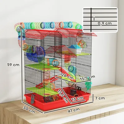 Cage pour hamster avec tunnel et jouets