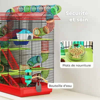 Cage pour hamster avec tunnel et jouets