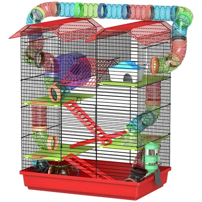 Cage pour hamster avec tunnel et jouets