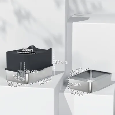 Bac à litière pour chat semi-fermé en acier inoxydable