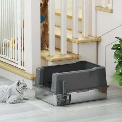 Bac à litière pour chat en acier inoxydable de 85 litres Bac à litière pour chat en acier inoxydable de 85 litres