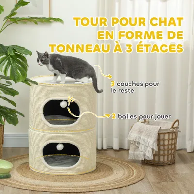 Griffoir pour chat en forme de tonneau