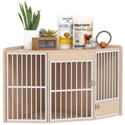 Cage d'angle pour chien avec porte tournante