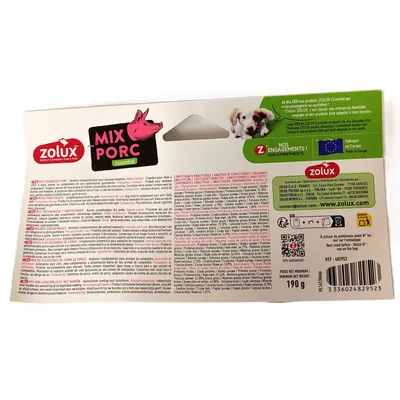 zolux - Friandises naturelles mix au Porc 190 g pour chien