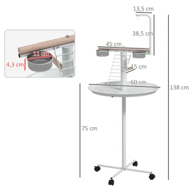 Mangeoire à oiseaux sur pied avec 4 roulettes perchoir