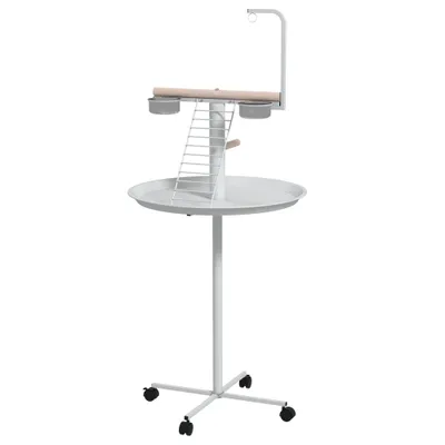 Mangeoire à oiseaux sur pied avec 4 roulettes perchoir