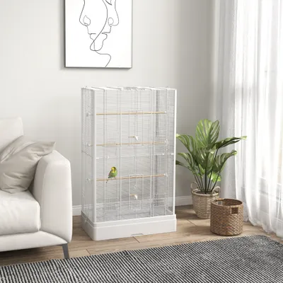 Cage à oiseaux volière avec portes perchoirs cage