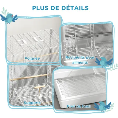 Cage à oiseaux volière avec portes perchoirs cage