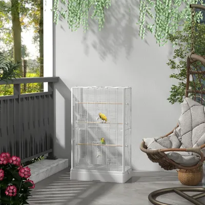 Cage à oiseaux volière avec portes perchoirs cage