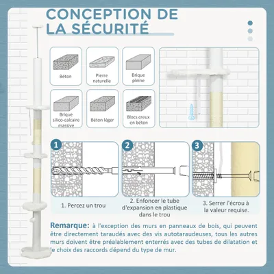 Arbre à chat 225-255 cm réglable en hauteur Tour pour chat