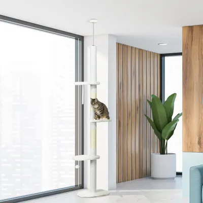 Arbre à chat 225-255 cm réglable en hauteur Tour pour chat