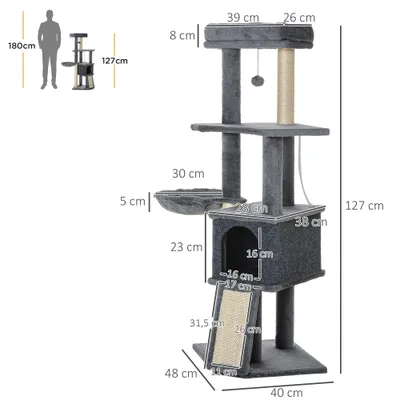 Arbre à chat centre d'activités multi-équipé griffoirs grattoir