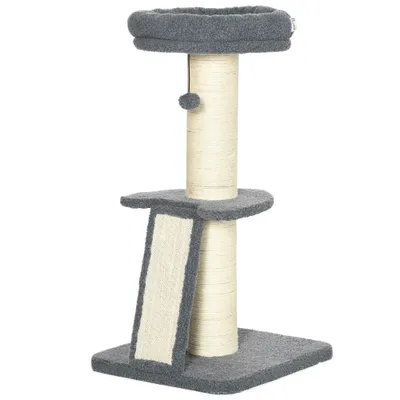 Arbre à chat avec griffoir tronc en sisal boules suspendues et plate