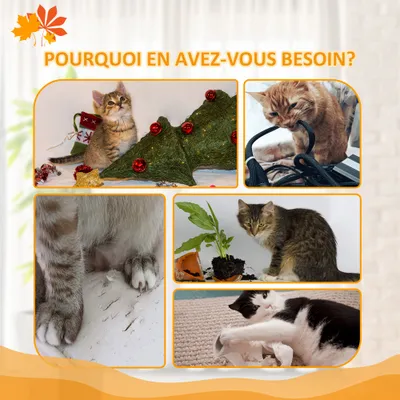 Arbre à chat hauteur réglable avec feuilles décoratif