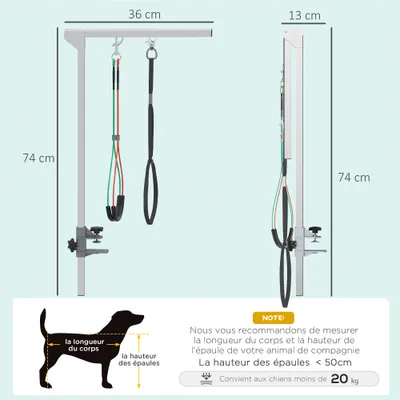Bras de toilettage pliable pour animaux de compagnie en acier inoxydable