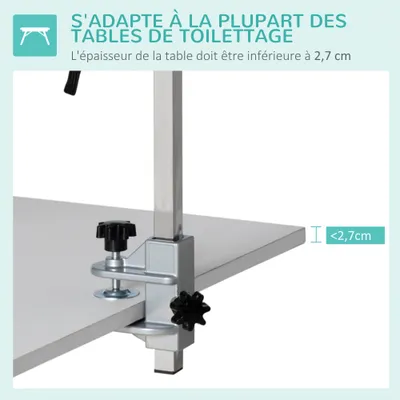 Bras de toilettage pliable pour animaux de compagnie en acier inoxydable