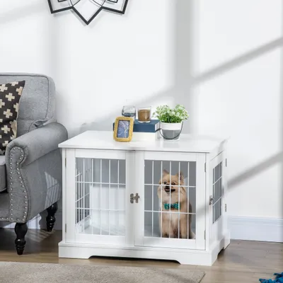 Cage pour chien animaux 2 en 1 table d'appoint meuble cage chien Cage pour chien animaux 2 en 1 table d'appoint meuble cage chien