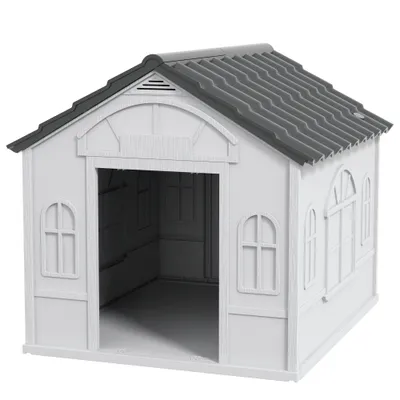 Niche d'extérieur en PP blanc pour chiens de petite et moyenne taille Niche d'extérieur en PP blanc pour chiens de petite et moyenne taille