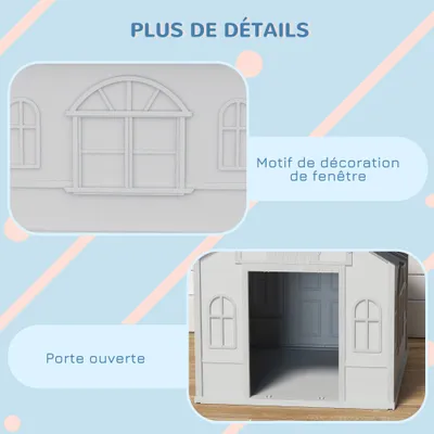 Niche d'extérieur en PP blanc pour chiens de petite et moyenne taille Niche d'extérieur en PP blanc pour chiens de petite et moyenne taille