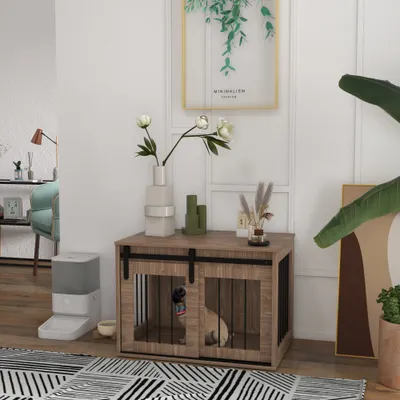 Cage caisse pour chien animaux intérieur porte coulissante