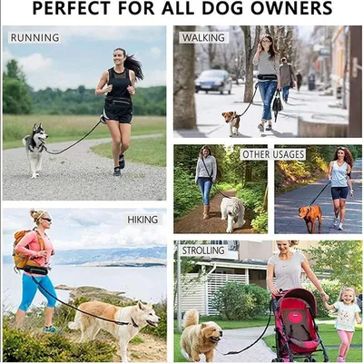 Laisse mains libres pour chien avec sac banane Laisse mains libres pour chien avec sac banane