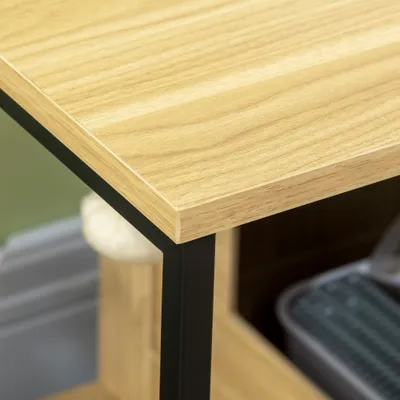 Maison de toilette pour chat style industriel porte entrée latérale