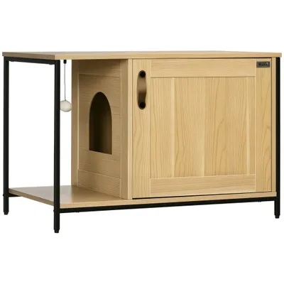 Maison de toilette pour chat style industriel porte entrée latérale